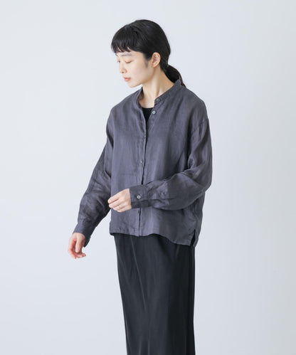 亞麻立領短款襯衫