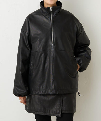 《15 quinze》羊皮半拉鍊套頭衫