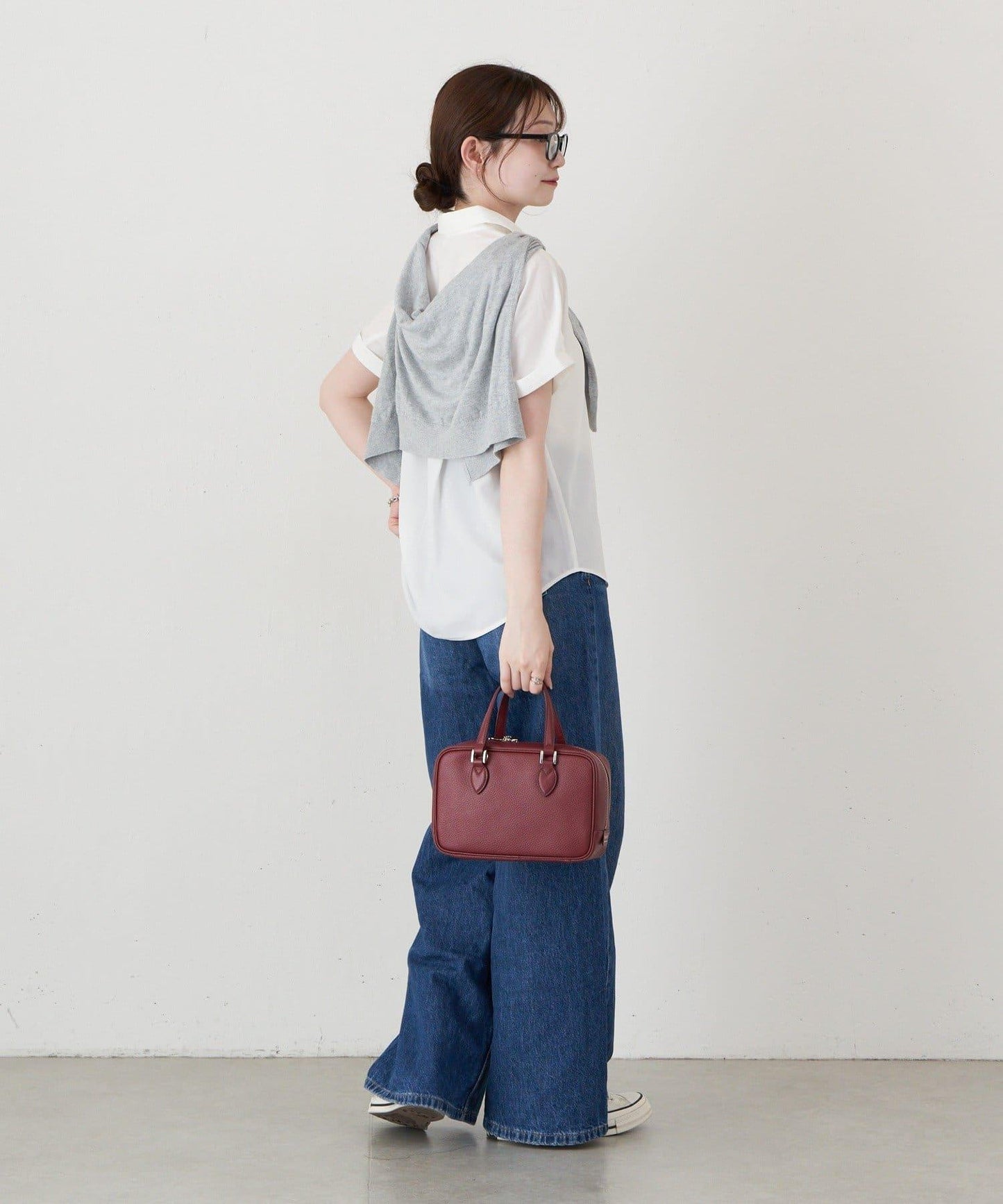 收縮皮革2WAY迷你波士頓包