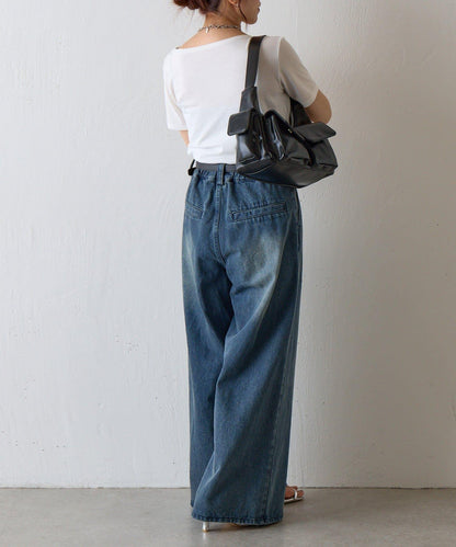 復古風合成皮革多口袋單肩包