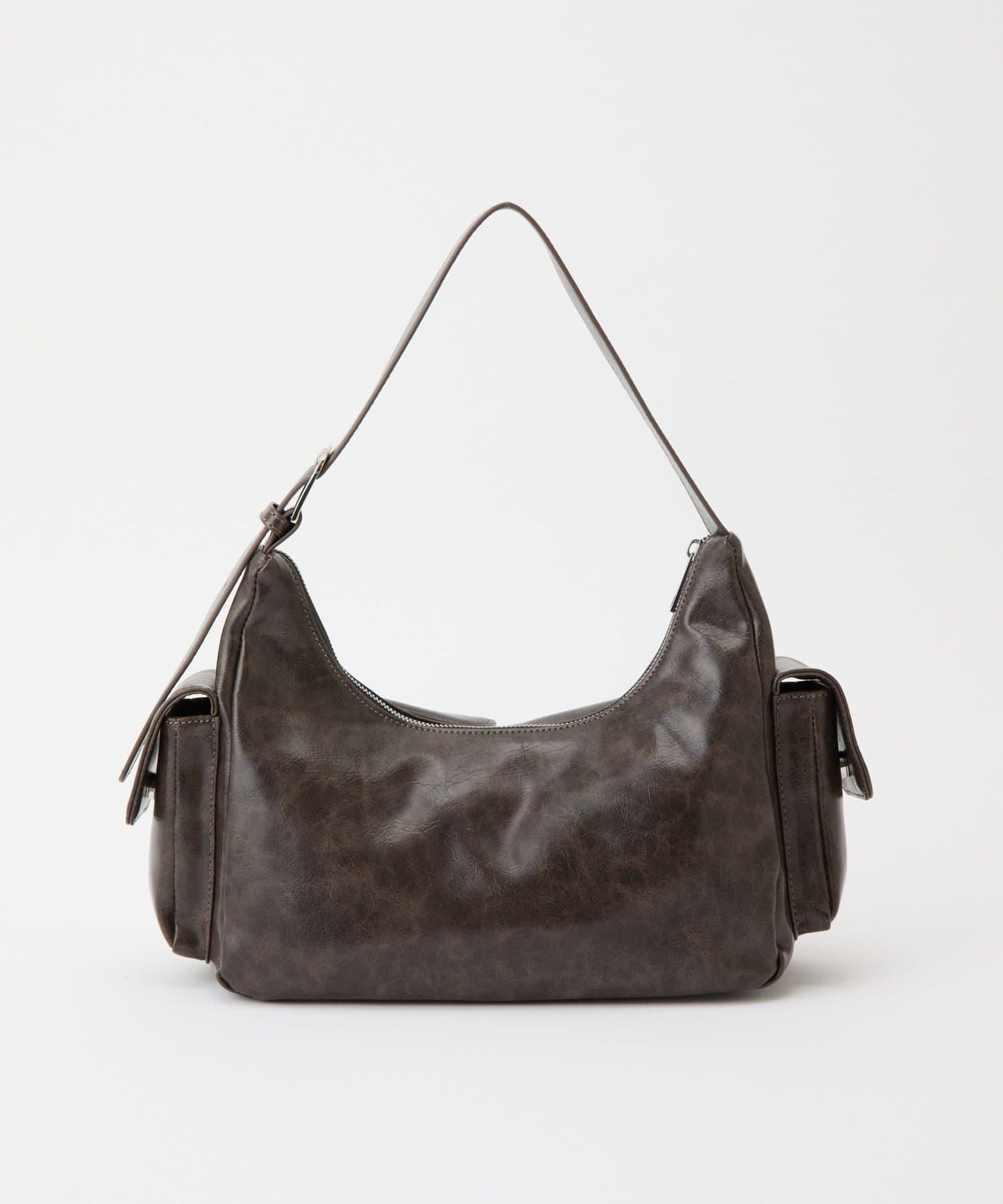 復古風合成皮革多口袋單肩包