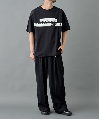 2褶寬鬆直筒西褲褲子