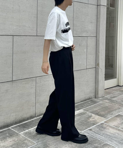 2褶寬鬆直筒西褲褲子