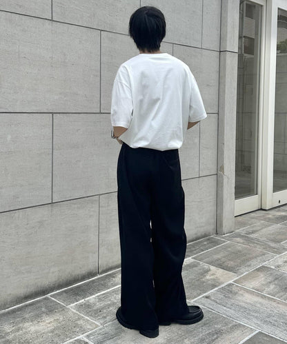 2褶寬鬆直筒西褲褲子