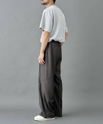 2褶寬鬆直筒西褲褲子