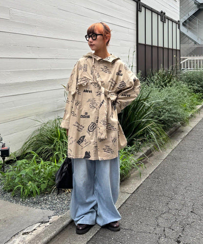 【SOUNDSGOOOOD】（套裝商品）繪畫睡眠連帽襯衫外套＆多功能裙