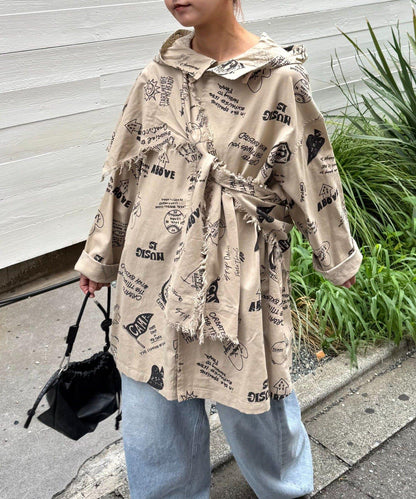 【SOUNDSGOOOOD】（套裝商品）繪畫睡眠連帽襯衫外套＆多功能裙