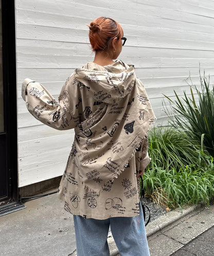 【SOUNDSGOOOOD】（套裝商品）繪畫睡眠連帽襯衫外套＆多功能裙