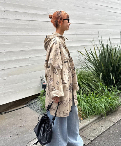 【SOUNDSGOOOOD】（套裝商品）繪畫睡眠連帽襯衫外套＆多功能裙