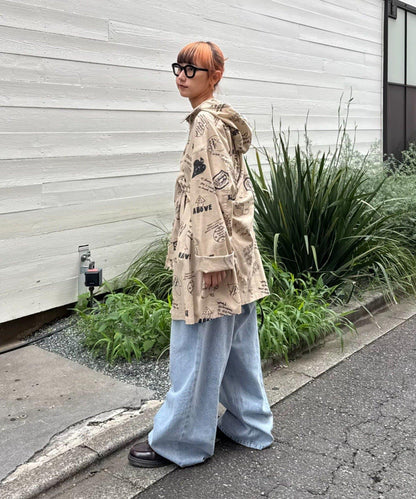 【SOUNDSGOOOOD】（套裝商品）繪畫睡眠連帽襯衫外套＆多功能裙