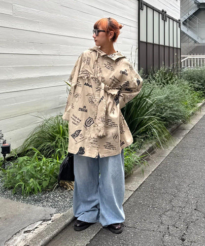 【SOUNDSGOOOOD】（套裝商品）繪畫睡眠連帽襯衫外套＆多功能裙