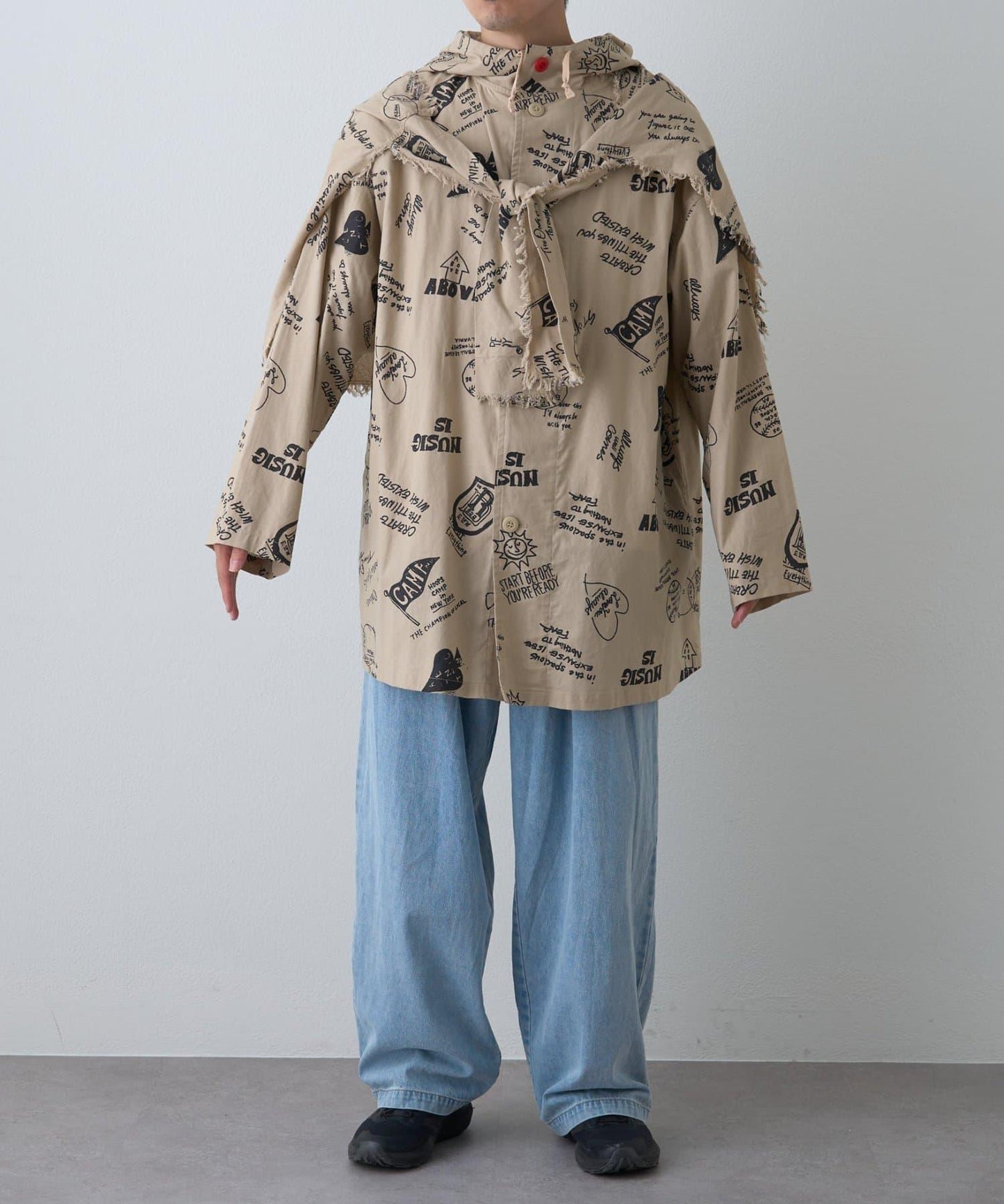 【SOUNDSGOOOOD】（套裝商品）繪畫睡眠連帽襯衫外套＆多功能裙