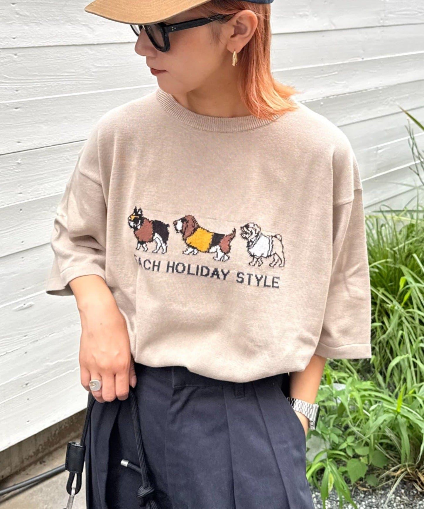 【男女通用】動物紋狗夏季針織半袖T恤