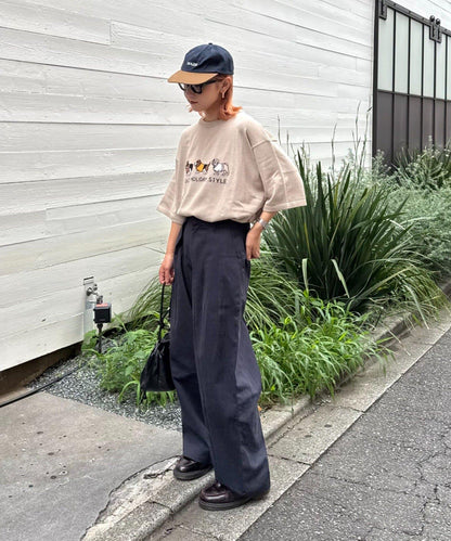 【男女通用】動物紋狗夏季針織半袖T恤