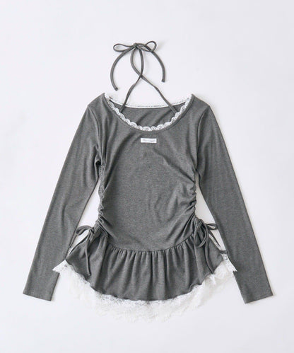 下襬蕾絲吊帶上衣