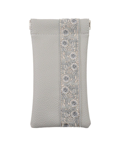 刺繍リボンメガネポーチクロス付き