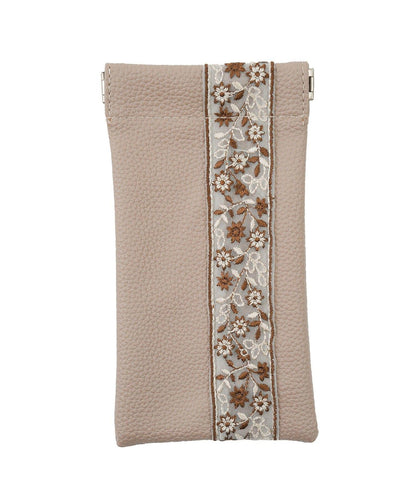 刺繍リボンメガネポーチクロス付き