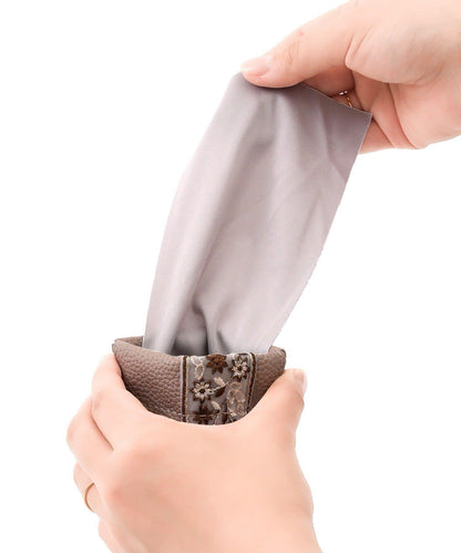 刺繍リボンメガネポーチクロス付き