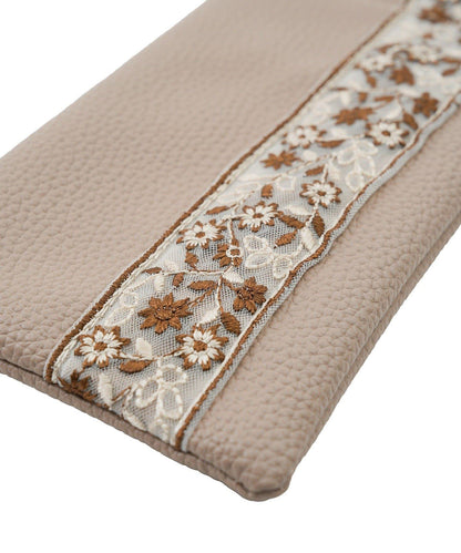 刺繍リボンメガネポーチクロス付き