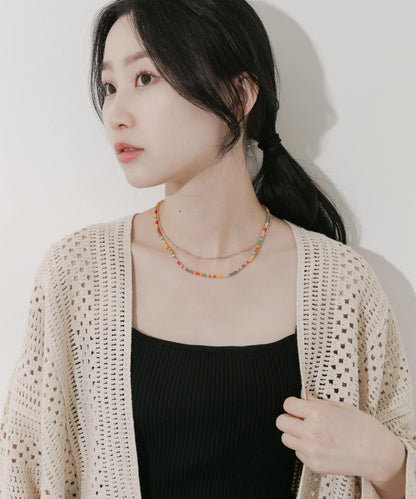 彩色珠子2件套項鍊