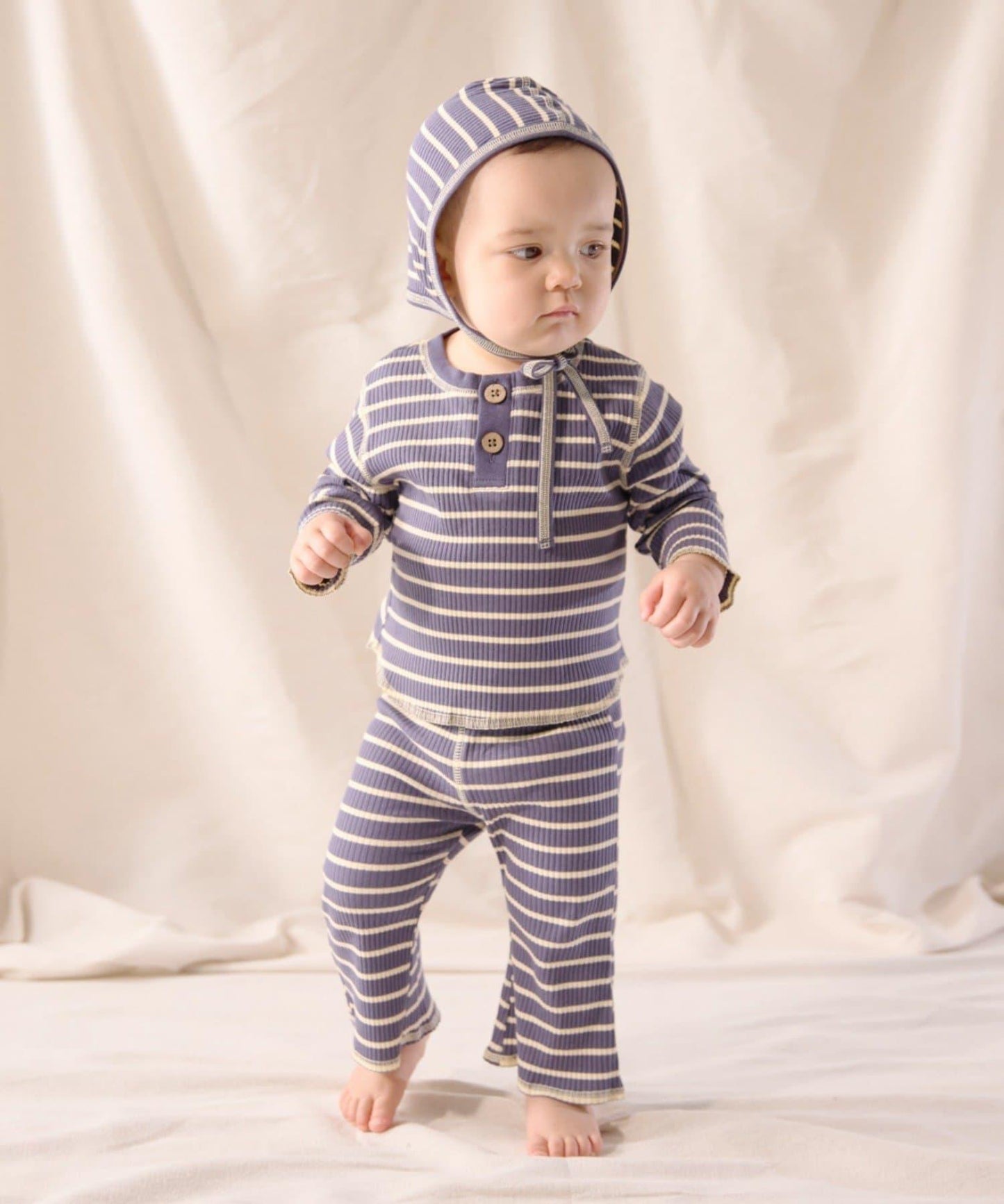 【寶寶】【欽】條紋肋織亨利領上衣