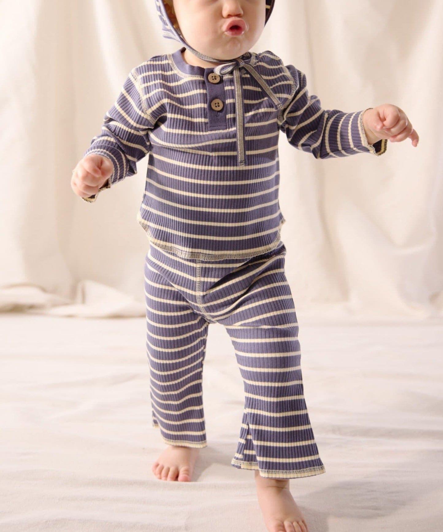 【寶寶】【欽】條紋肋織亨利領上衣