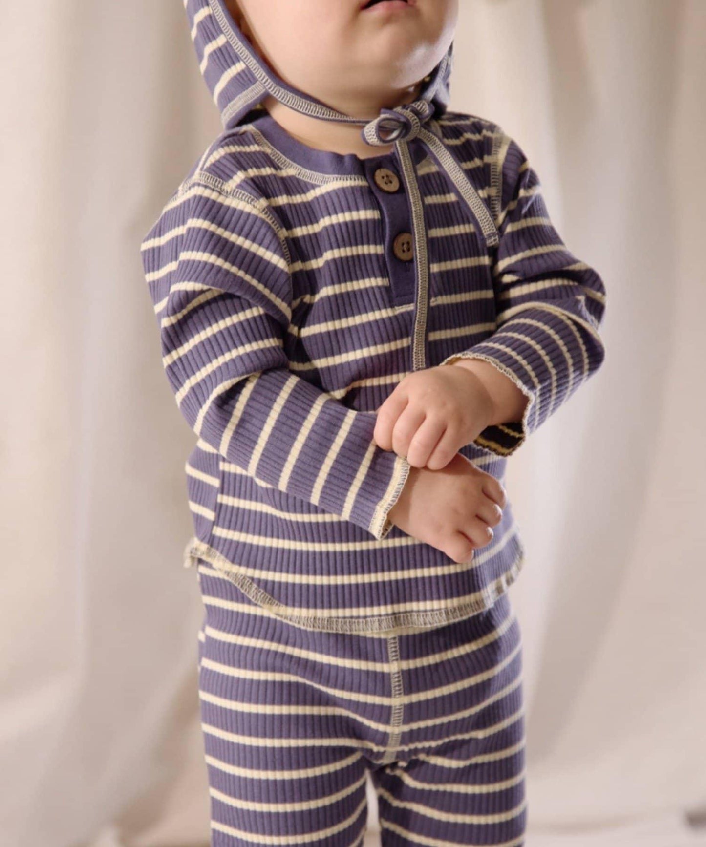 【寶寶】【欽】條紋肋織亨利領上衣