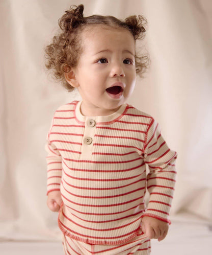 【寶寶】【欽】條紋肋織亨利領上衣