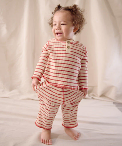 【寶寶】【欽】條紋肋織亨利領上衣