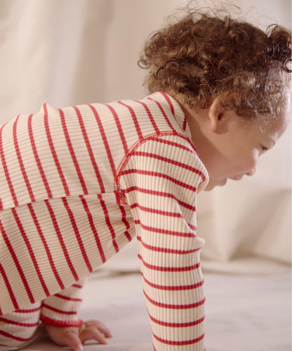 【寶寶】【欽】條紋肋織亨利領上衣