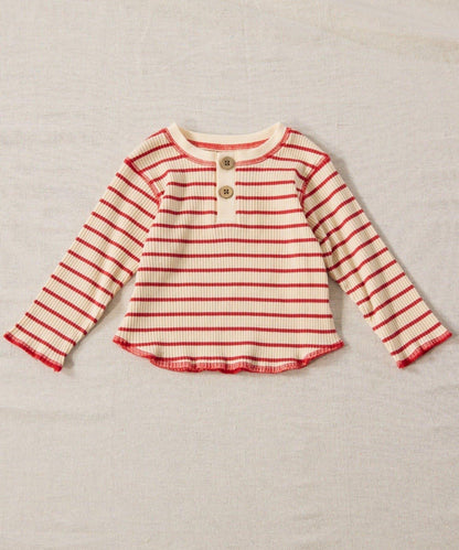 【寶寶】【欽】條紋肋織亨利領上衣
