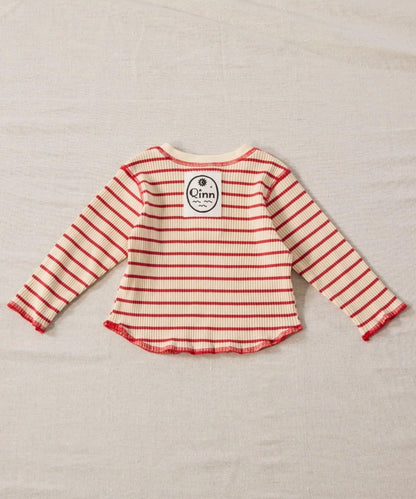 【寶寶】【欽】條紋肋織亨利領上衣