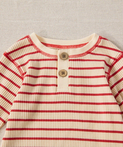 【寶寶】【欽】條紋肋織亨利領上衣