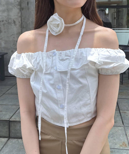 【mystic】[mline]玫瑰花頸帶襯衫