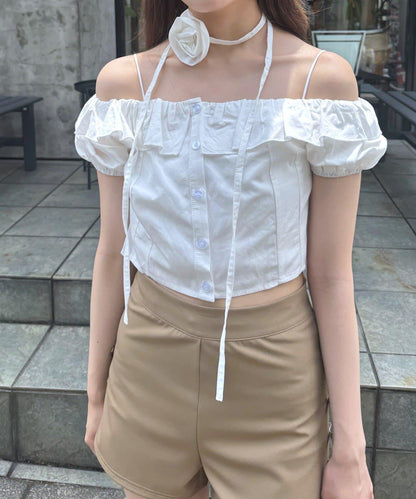 【mystic】[mline]玫瑰花頸帶襯衫