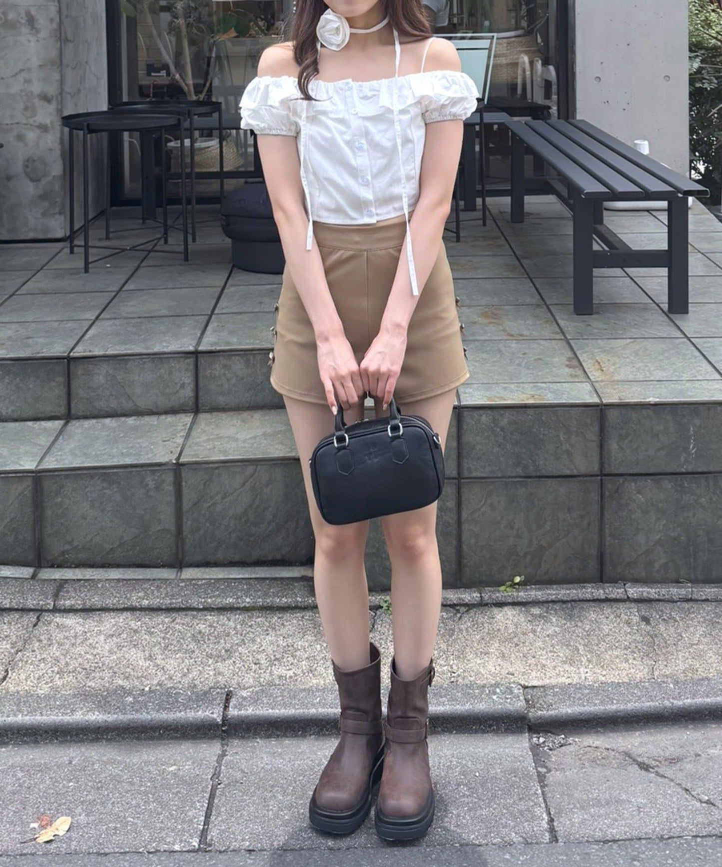 【mystic】[mline]玫瑰花頸帶襯衫