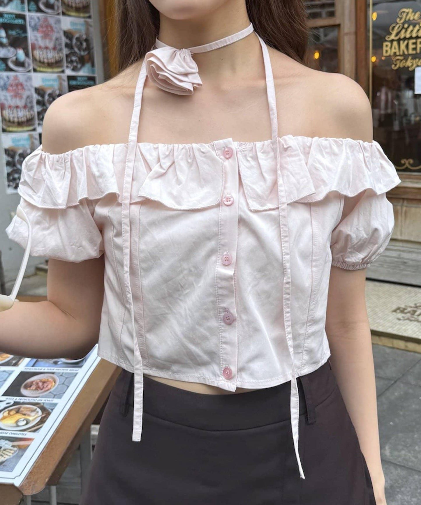 【mystic】[mline]玫瑰花頸帶襯衫