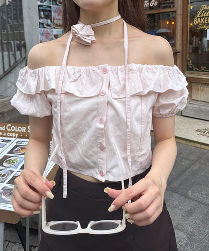 【mystic】[mline]玫瑰花頸帶襯衫