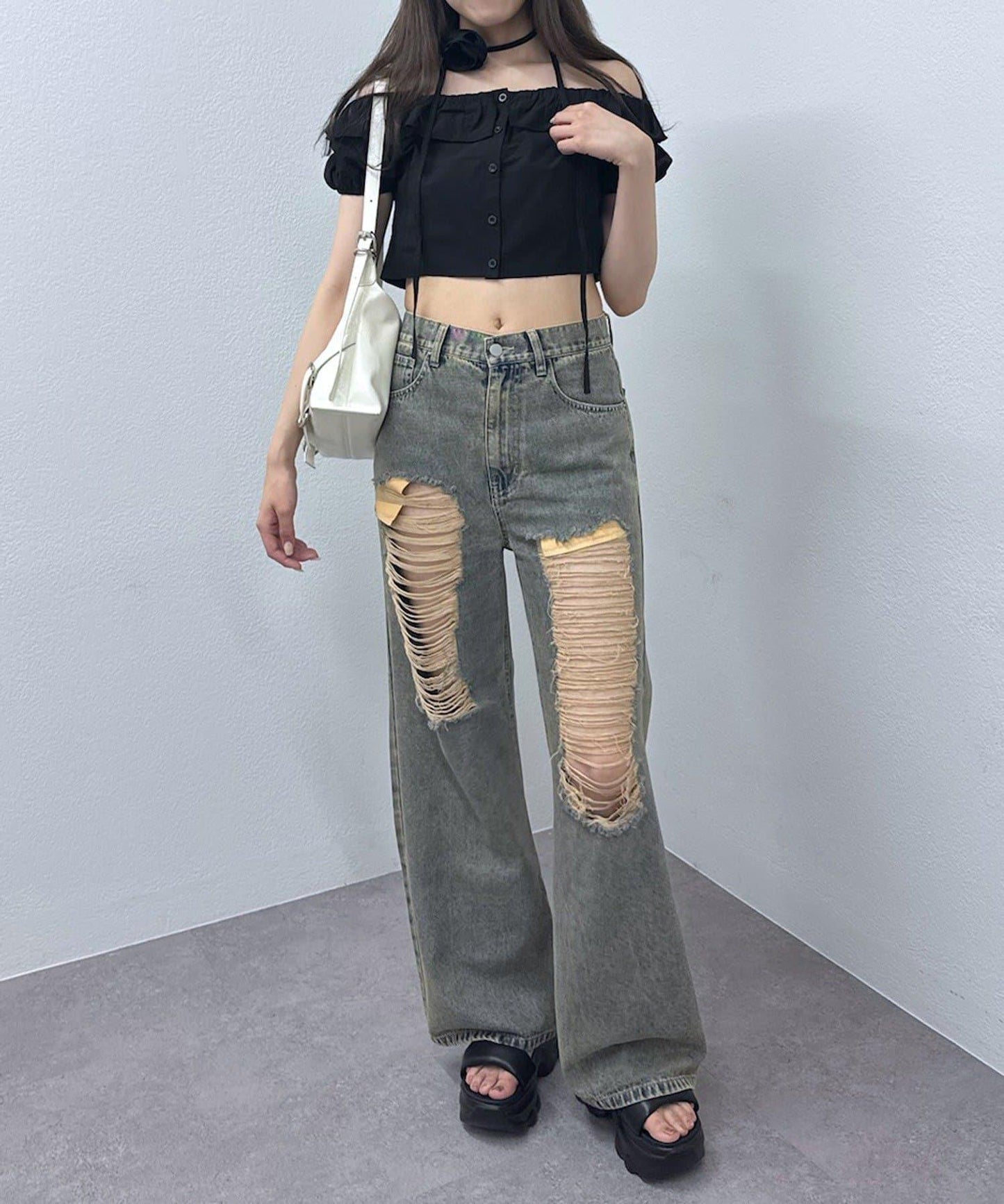 【mystic】[mline]玫瑰花頸帶襯衫