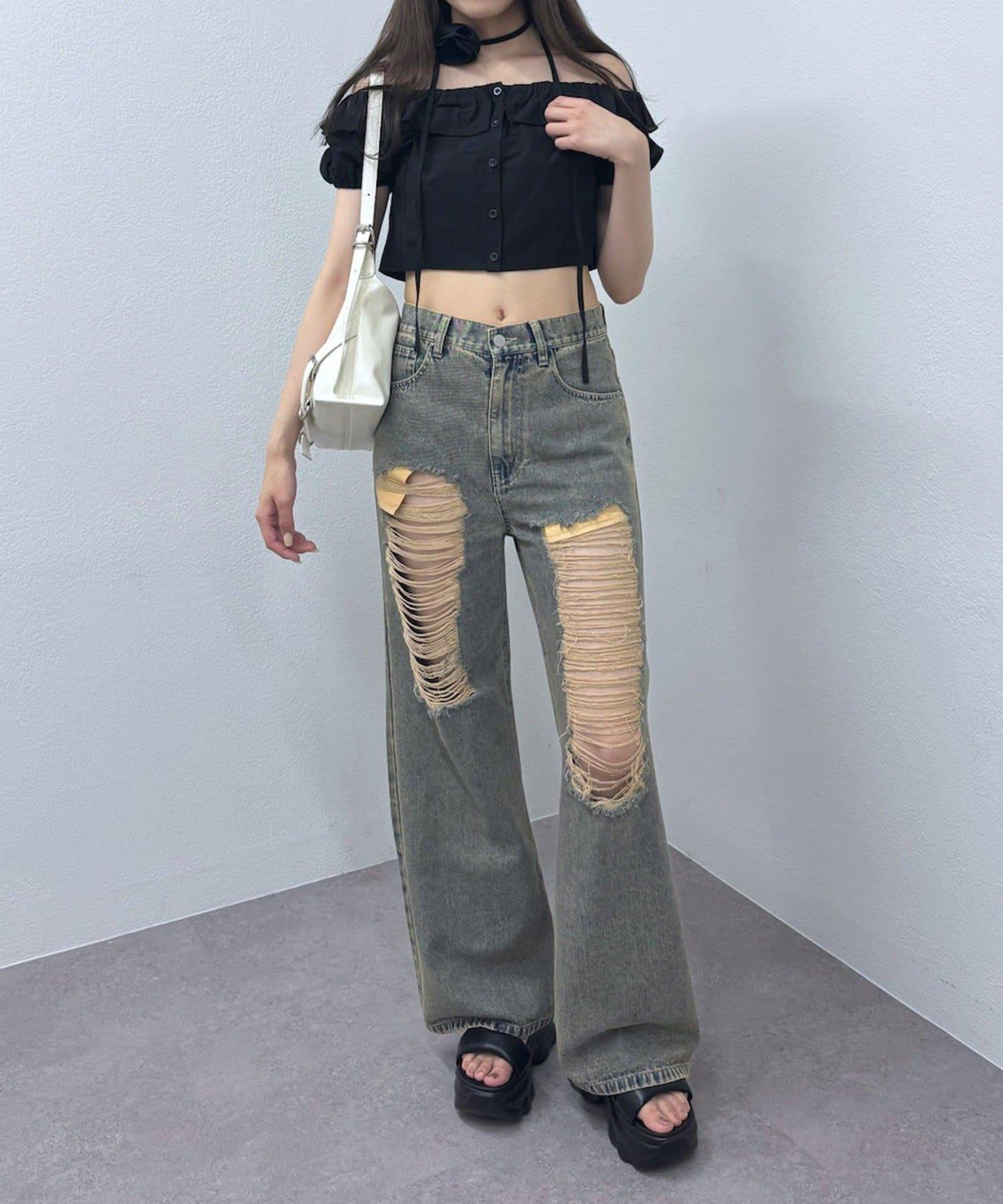 【mystic】[mline]玫瑰花頸帶襯衫