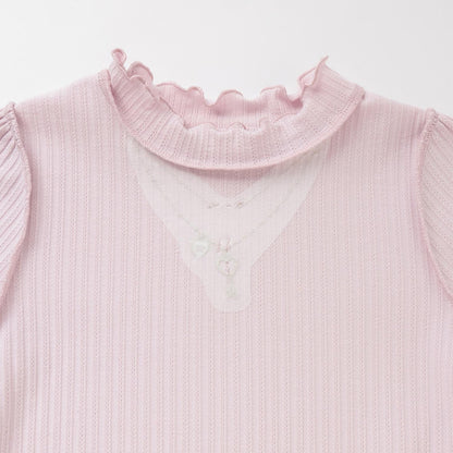 項鍊刺繡羅紋短袖T恤