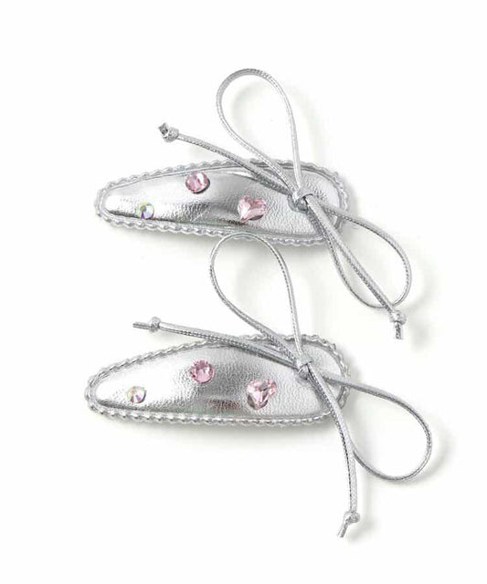 水鑽蝴蝶結髮夾2個裝