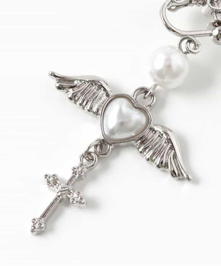 十字花飾天使耳環