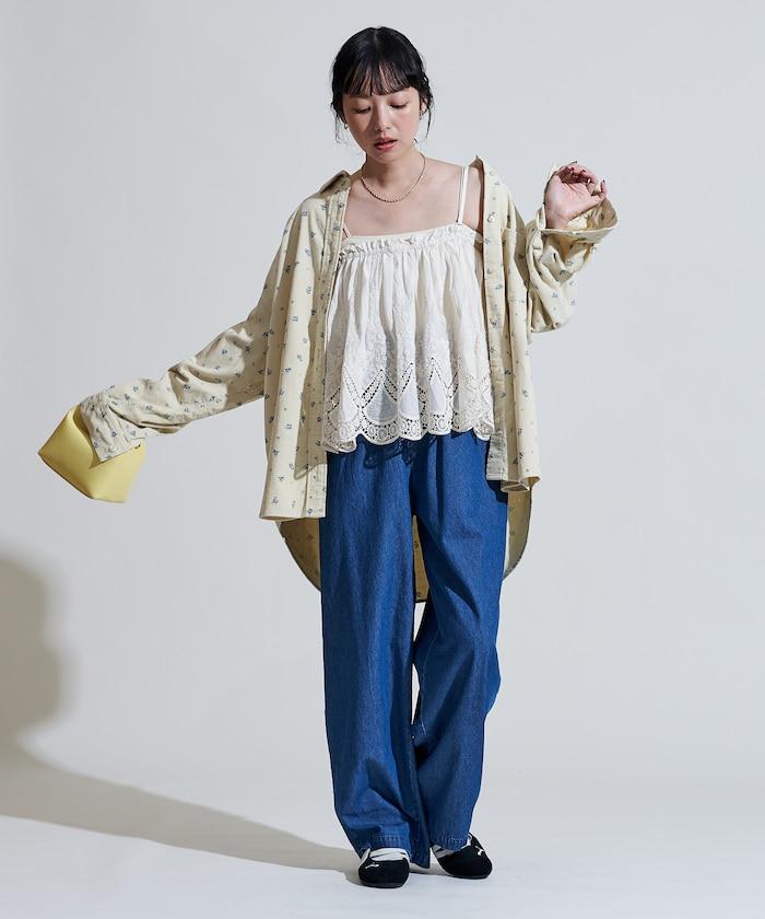 鄉村風格燈花圖案燈花布襯衫＜可搭配套裝＞