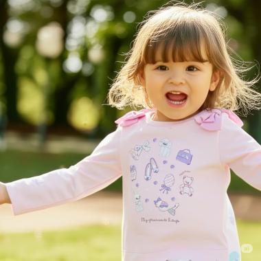 下襬波浪邊圖案長袖T恤