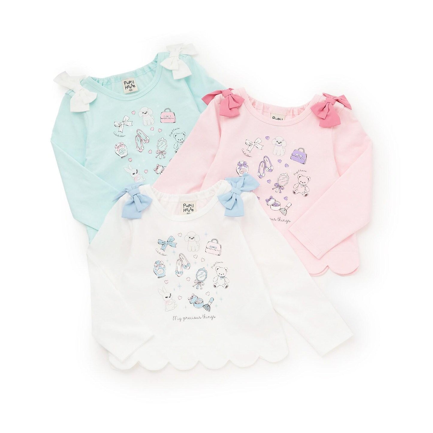 下襬波浪邊圖案長袖T恤