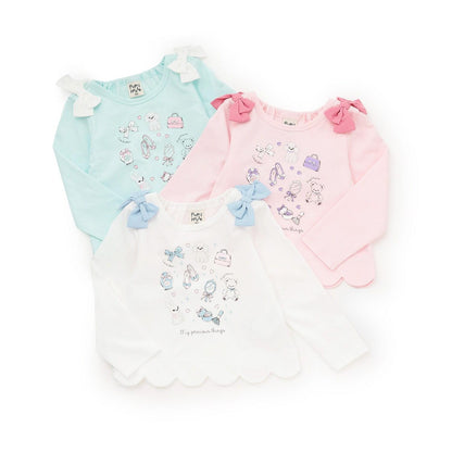 下襬波浪邊圖案長袖T恤