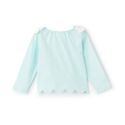 下襬波浪邊圖案長袖T恤