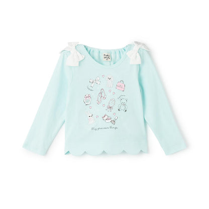 下襬波浪邊圖案長袖T恤