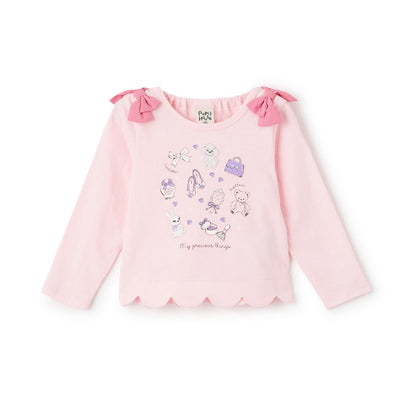 下襬波浪邊圖案長袖T恤